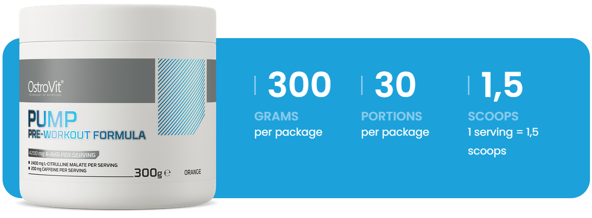 PUMP Pre-Workout Formule | 300 g | Sinaasappel 🍊 | OstroVit