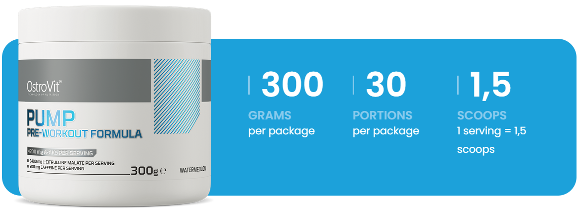 PUMP Pre-Workout Formule | 300 g | Watermeloen 🍉 | OstroVit