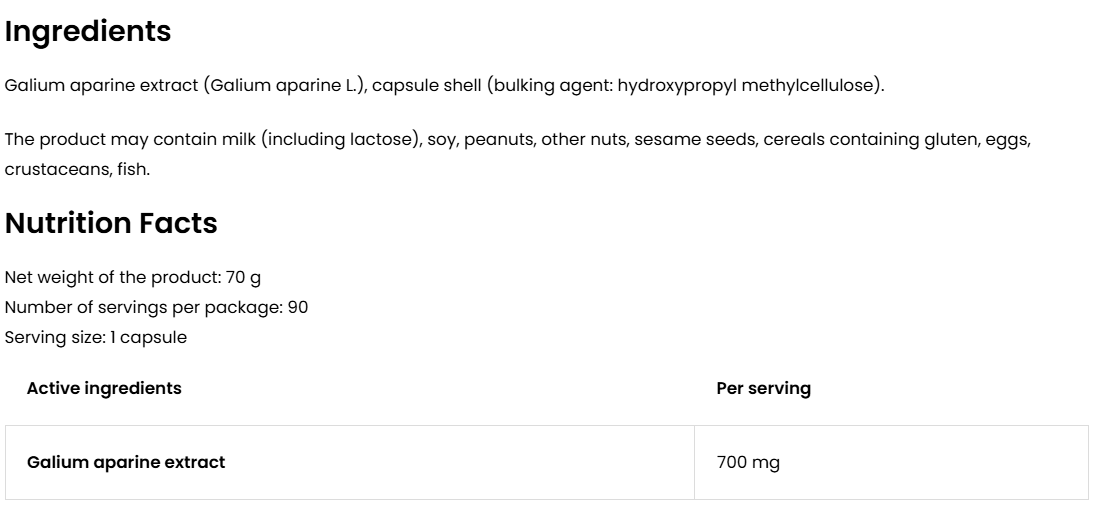 Galium Aparine VEGE – 90 vegan capsules, 700 mg extract | OstroVit