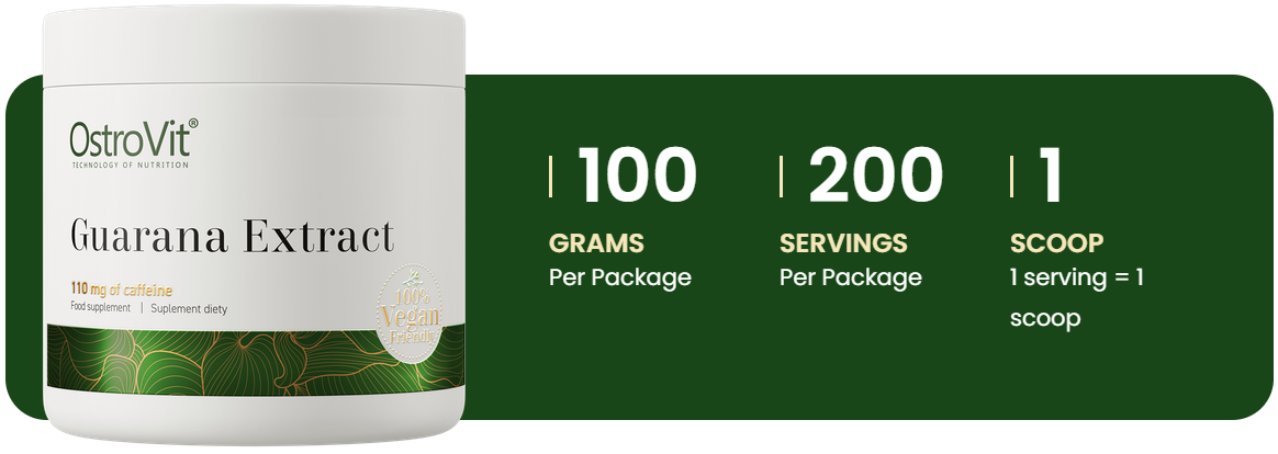 Guarana Extract | Cafeïne 22% | Natural | Poeder | 100 g | OstroVit