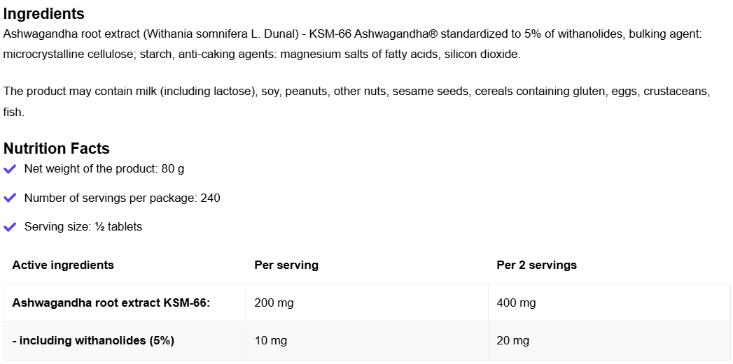 KSM-66 Ashwagandha® | VEGE | 120 Tabletten | 400 mg | OstroVit
