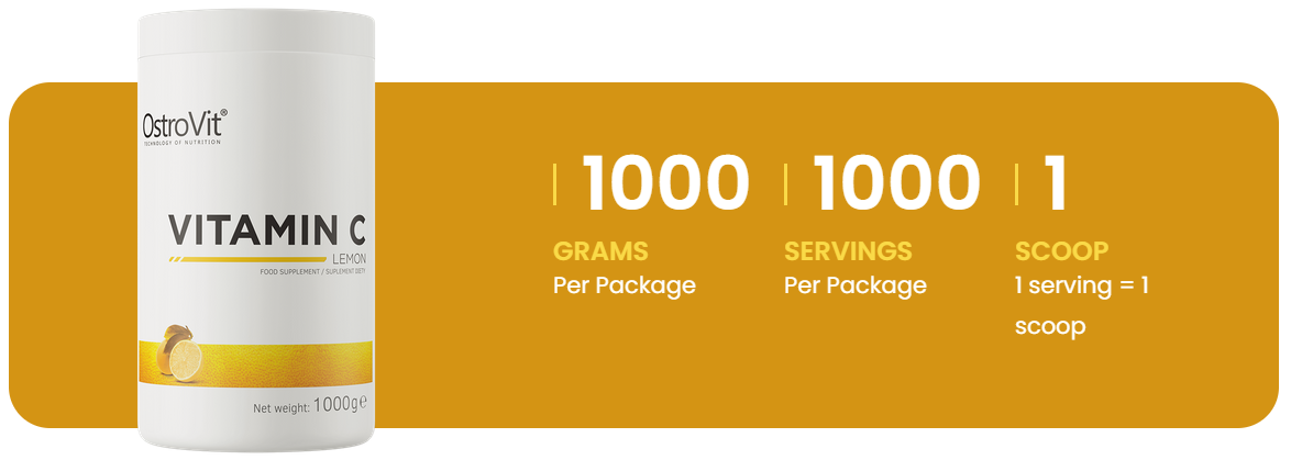 Vitamine C | Poeder | 1000 g | Citroen 🍋 | OstroVit