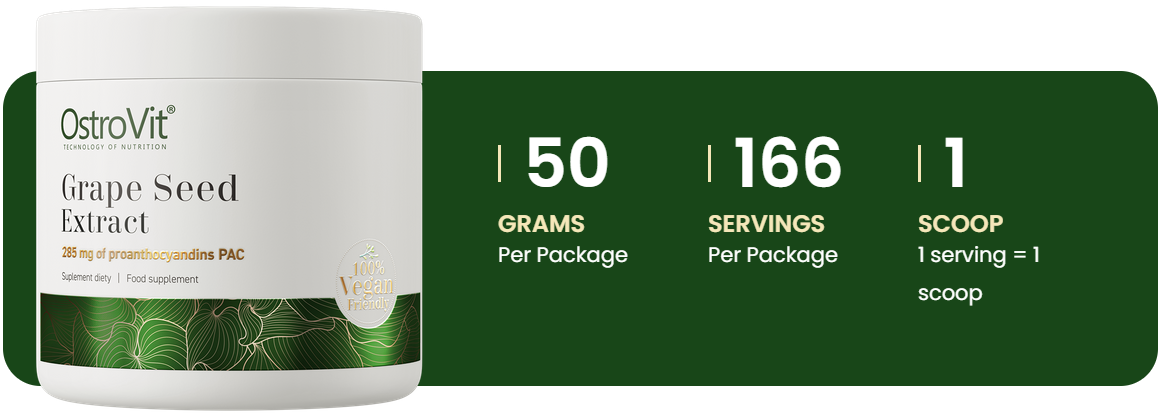 Druivenpitextract | 95% Proanthocyanidinen | Vegan | 166 Porties | Poeder | OstroVit