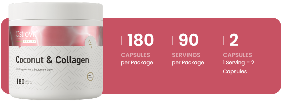 Marine Collageen | MCT-olie van kokosnoot | Vitamine C | 180 capsules | OstroVit