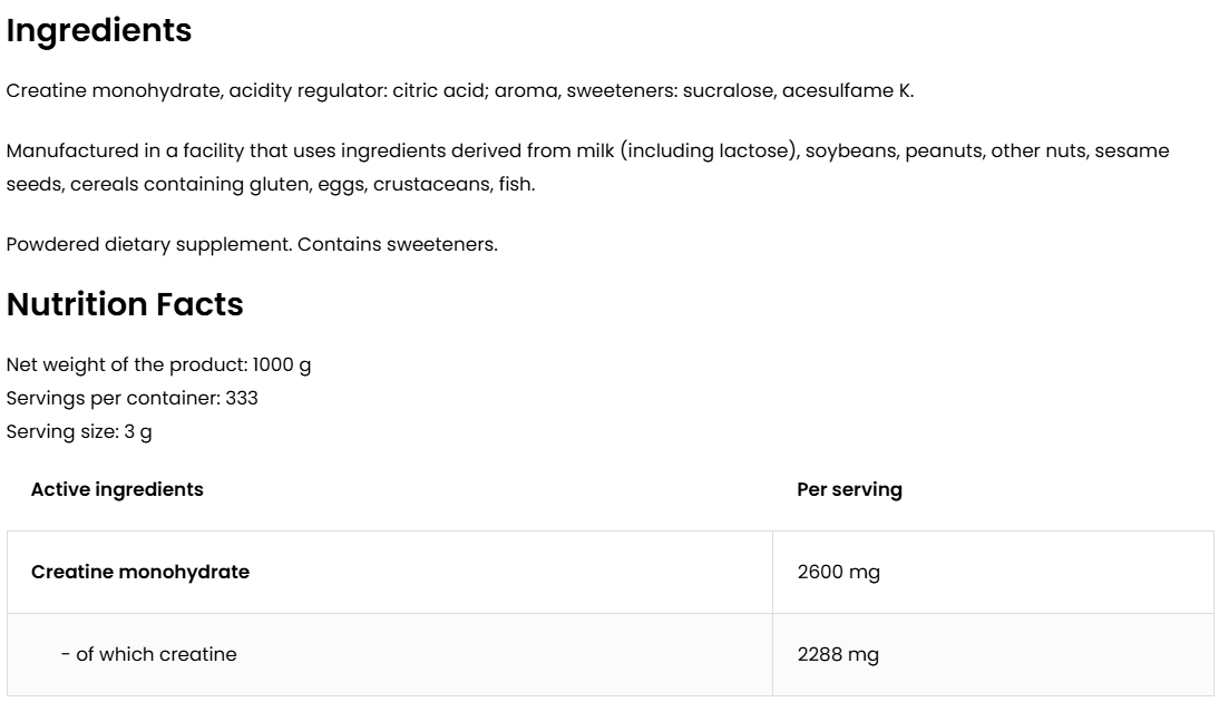 Creatine Monohydrate 1000 g – Sinaasappel, 333 porties | OstroVit