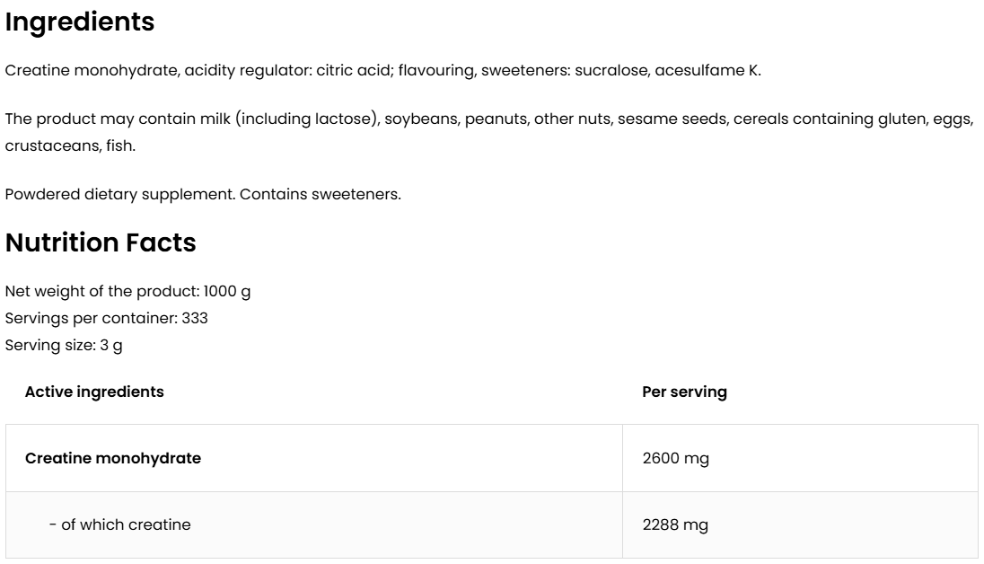 Creatine Monohydrate – 1000 g cola, 333 porties | OstroVit