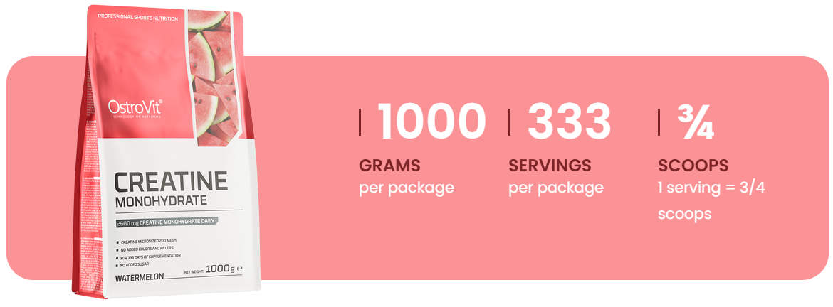Creatine Monohydraat | 1000 g | Watermeloen 🍉 | OstroVit