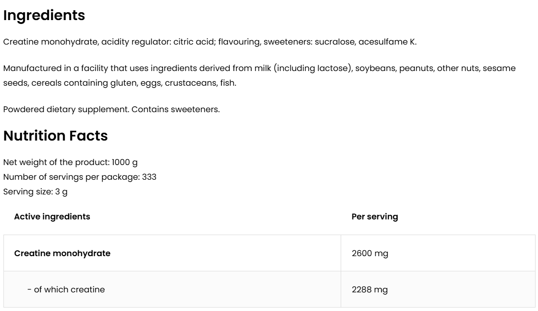 Creatine Monohydraat | 1000 g | Watermeloen 🍉 | OstroVit