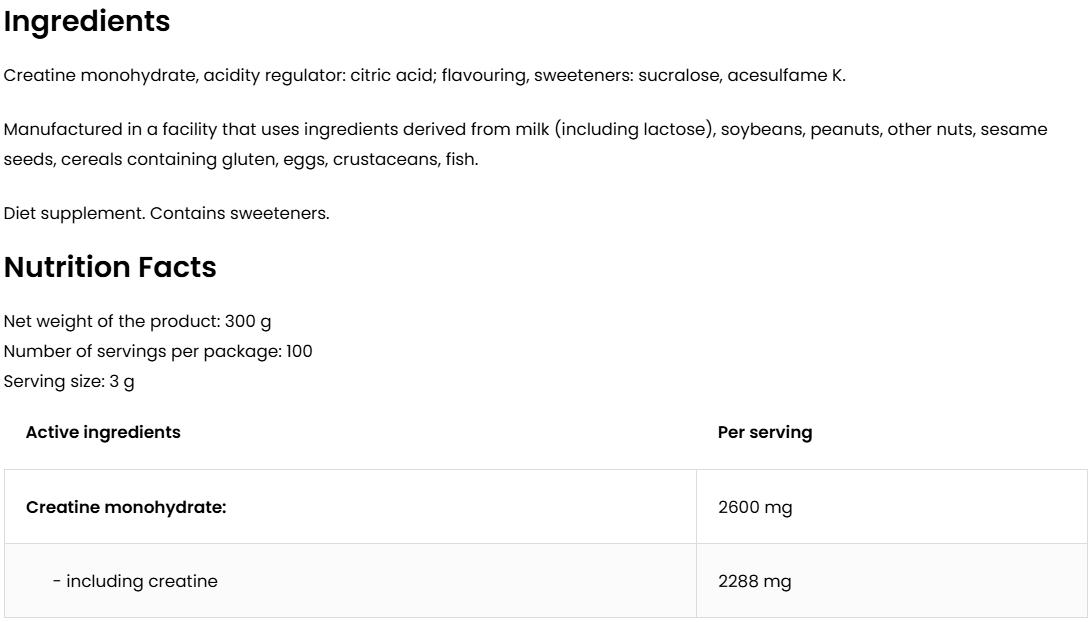 Creatine Monohydraat | Poeder | 300 g | Groene Appel 🍏 | OstroVit