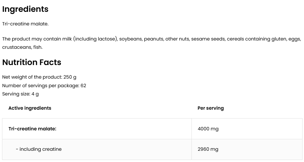 Creatine Malaat | 250 g | Supreme Pure Natural | OstroVit
