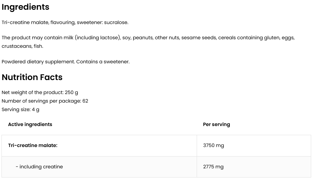 Creatine Malate – 250 g, Mango, 62 porties | OstroVit