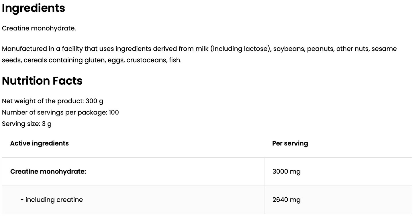 Creatine Monohydraat | Supreme Pure | Natural | Poeder | 300 g | OstroVit
