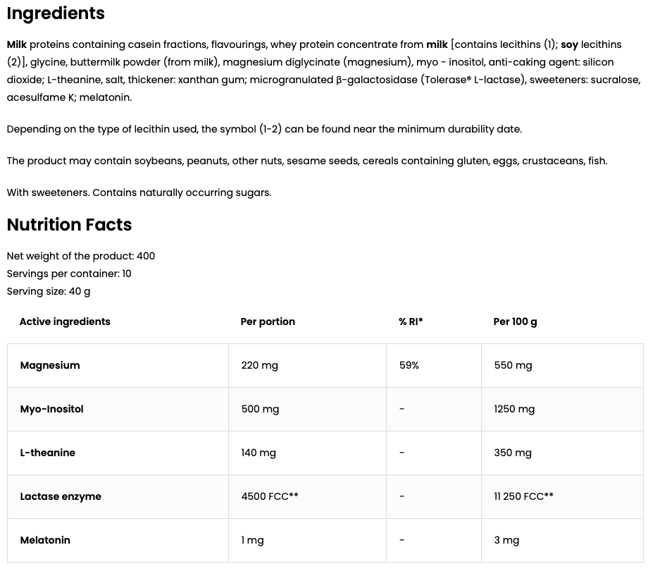 Keep Sleep Night Protein | 400 g | Vanilla milk | OstroVit