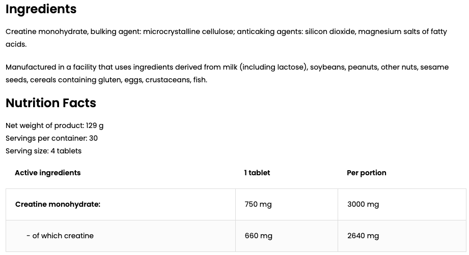 Creatine Micronized – 120 tabletten, 3 000 mg creatinemonohydraat | OstroVit