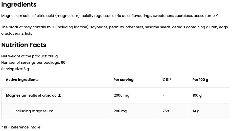 Magnesium Citraat | 200 g | Frambozenlimonade 🍃 | OstroVit