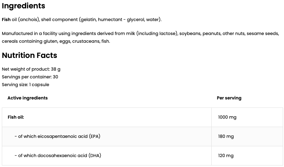 Omega 3 – 30 softgels - 1000 mg visolie, 300 mg EPA+DHA | OstroVit