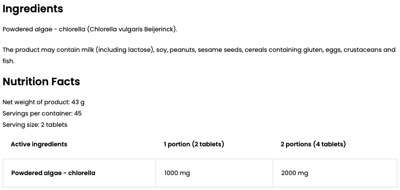 Chlorella – 90 tabletten, 1000 mg per portie | OstroVit