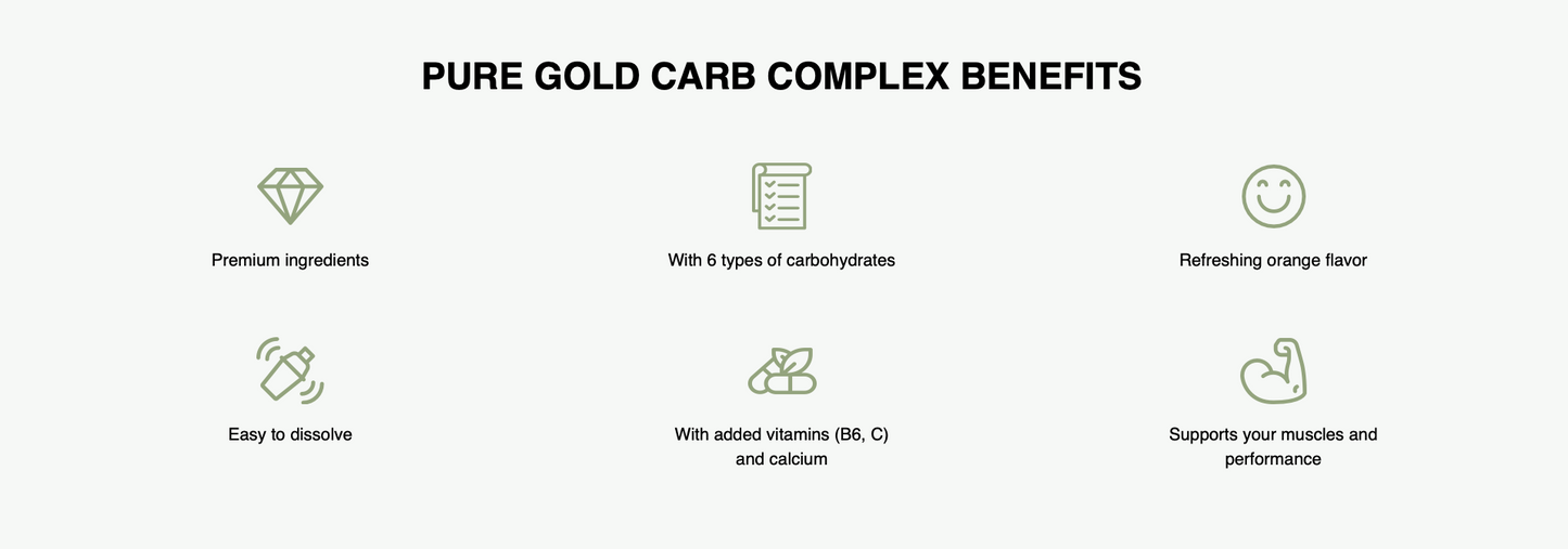 PureGold Carb Complex Orange Juice – 1000 g, 6 carb‑mix + vit. C & B6 + calcium
