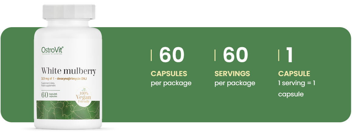 Witte Moerbei | 1% DNJ | 350 mg | Vegan | 60 Vegetarische Capsules | OstroVit