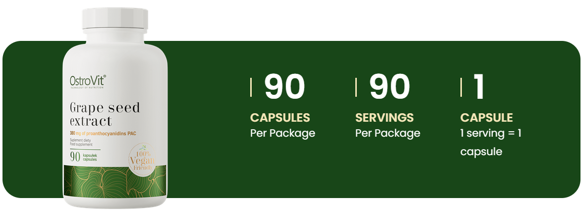 Grape Seed Extract VEGE – 90 capsules, 400 mg (95% OPC) per capsule | OstroVit