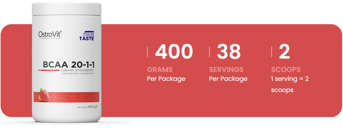 BCAA | 20-1-1 | 400 g | Romige Aardbeiensmaak | OstroVit