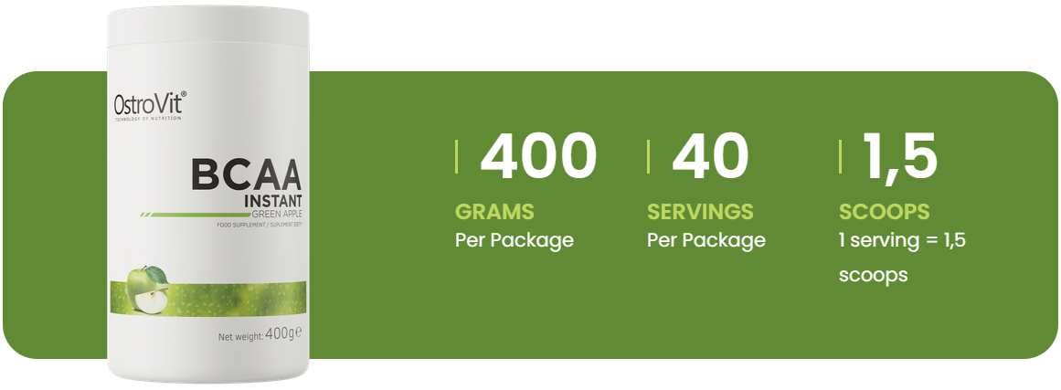 BCAA Instant | 2-1-1 | 400 g | Groene Appel | OstroVit