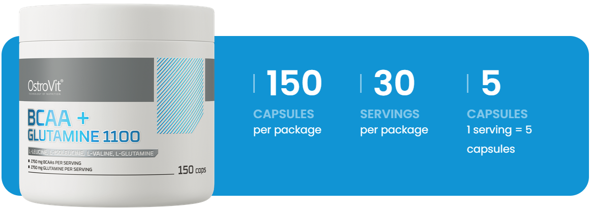 BCAA + Glutamine | 1100 mg | 150 Capsules | OstroVit
