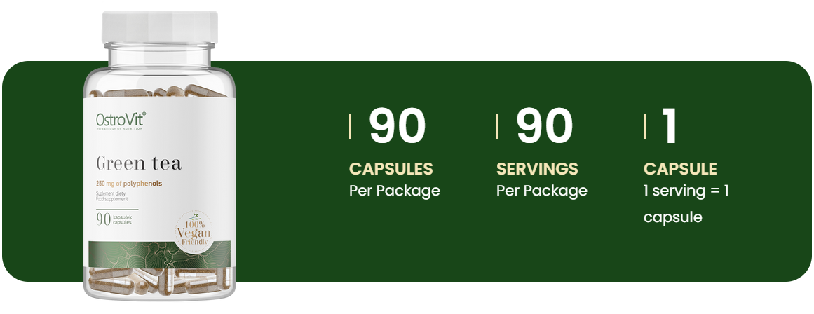 Groene Thee | Polyfenolen 50% | Vegan | 500 mg | 90 HPMC Capsules | OstroVit