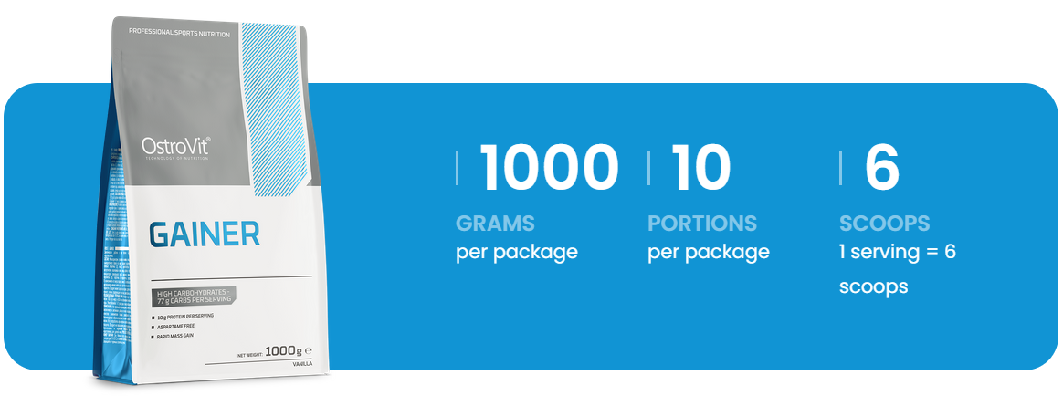 Gainer | Eiwit | Poeder | 1000 g | Vanilla 🤍 | OstroVit
