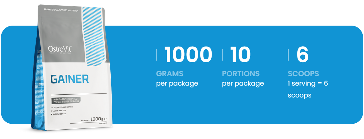 Gainer | Eiwit | Poeder | 1000 g | Kokosnoot 🥥 | OstroVit