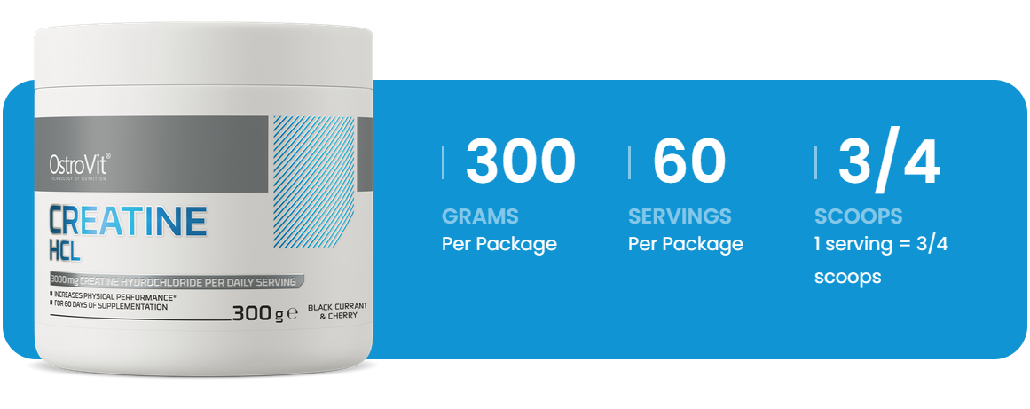 Creatine HCL | Poeder | 300 g | Zwarte Bes met Kers | OstroVit