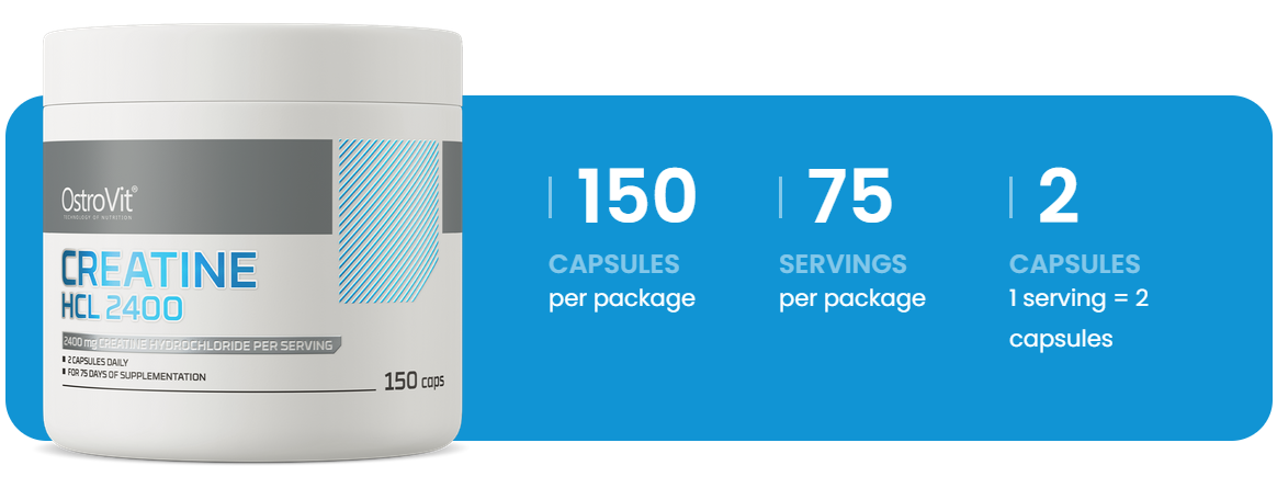Creatine HCL | 2400 mg | 150 Capsules | OstroVit