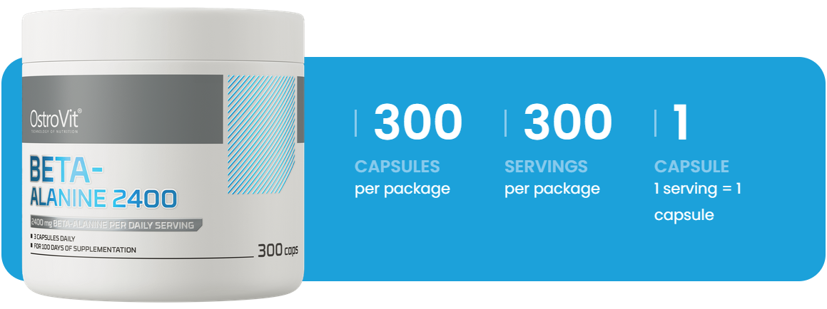 Beta‑Alanine 2400 mg – 300 vegan capsules, 800 mg per capsule | OstroVit