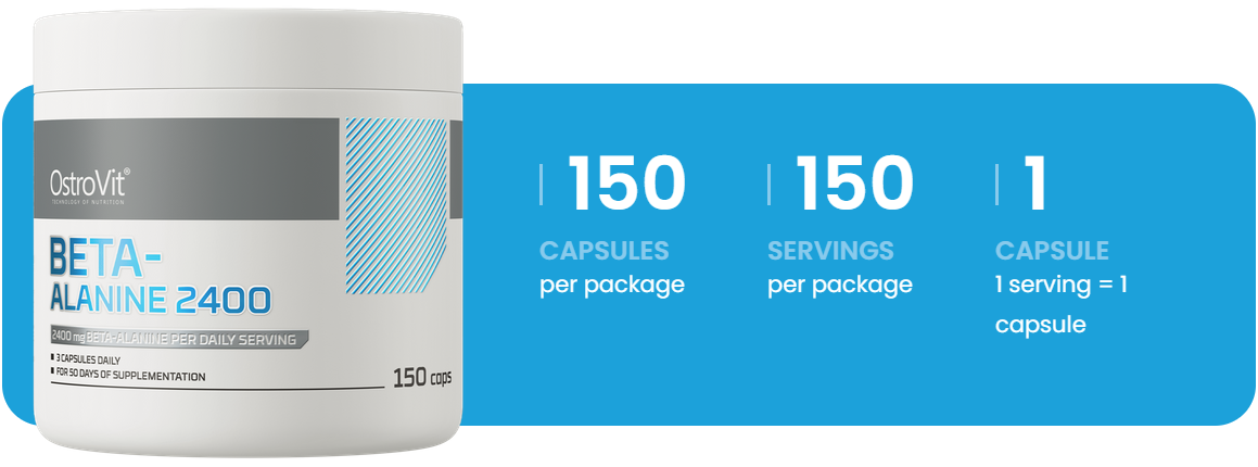 Beta‑Alanine 2400 mg – 150 vegan capsules, 800 mg per capsule | OstroVit