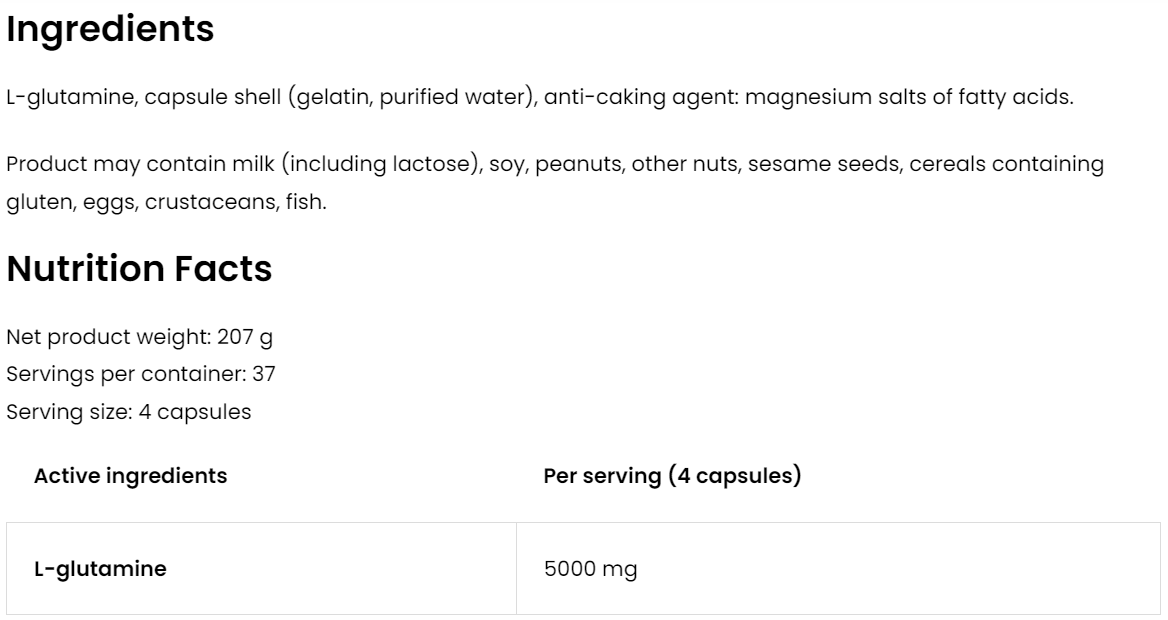 Glutamine | 5000 mg | 150 Capsules | OstroVit