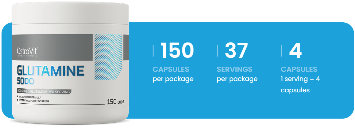 Glutamine | 5000 mg | 150 Capsules | OstroVit