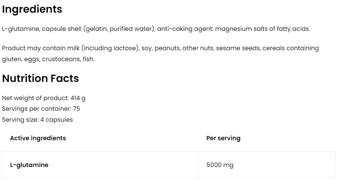 Glutamine | 5000 mg | 300 Capsules | OstroVit