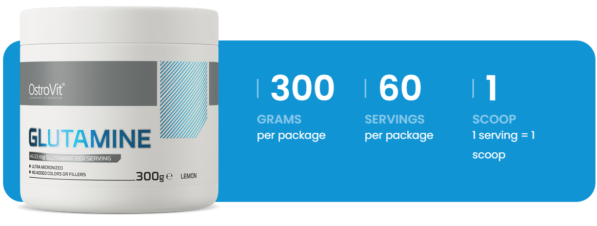 Glutamine – 300 g, Citroen, 4.633 mg per portie | OstroVit