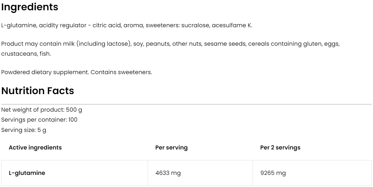 Glutamine | 500 g | Sinaasappel | OstroVit