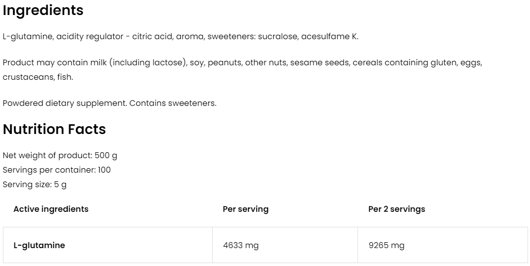 Glutamine | 500 g | Citroen | OstroVit