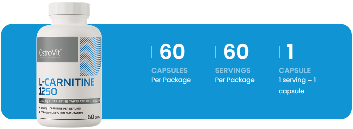 L‑Carnitine 1250 mg – 60 capsules, L‑carnitine‑tartraat | OstroVit