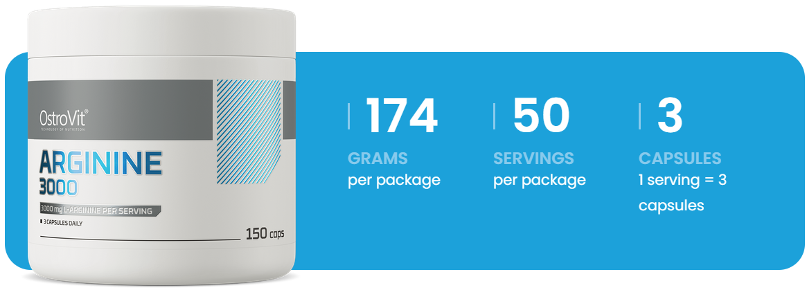 Arginine 3000 mg – 150 capsules, 50 porties | OstroVit