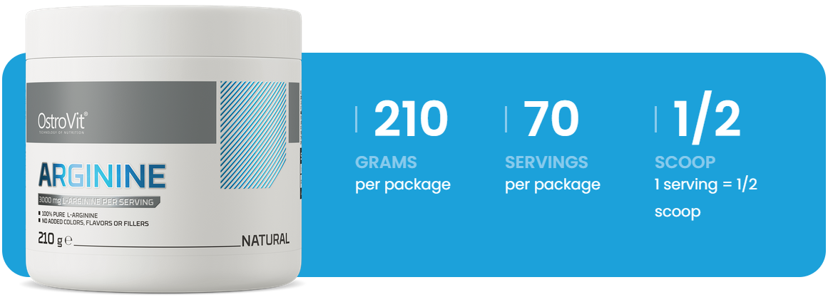 Arginine – 210 g poeder, 3 g L‑arginine per portie (70 porties) | OstroVit