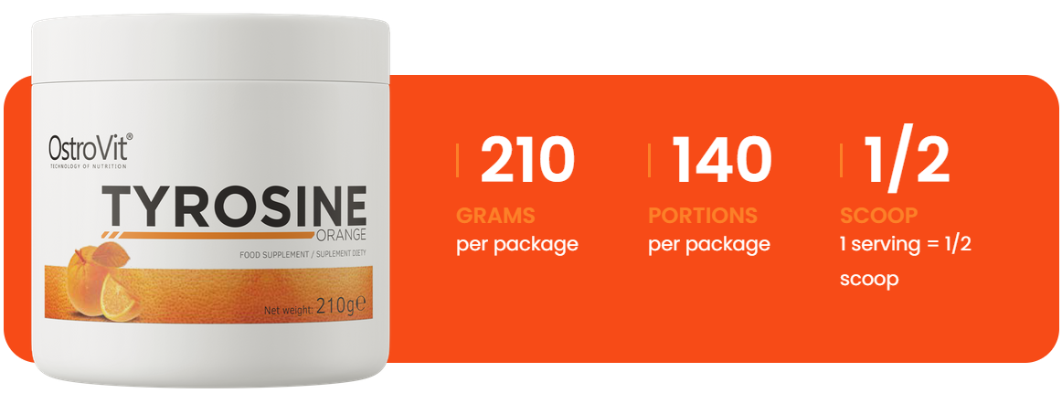 Tyrosine – 210 g, Sinaasappel, Met taurine & B6 | OstroVit
