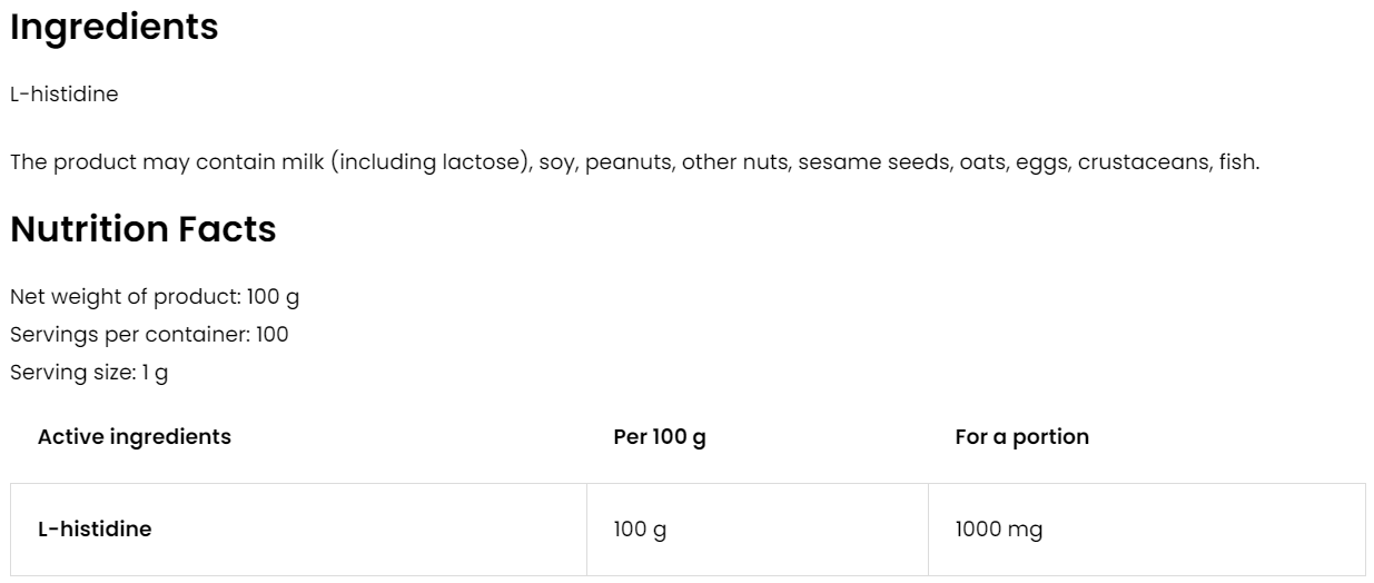Histidine | L-histidine | 100 g | Supreme Pure Natural | OstroVit