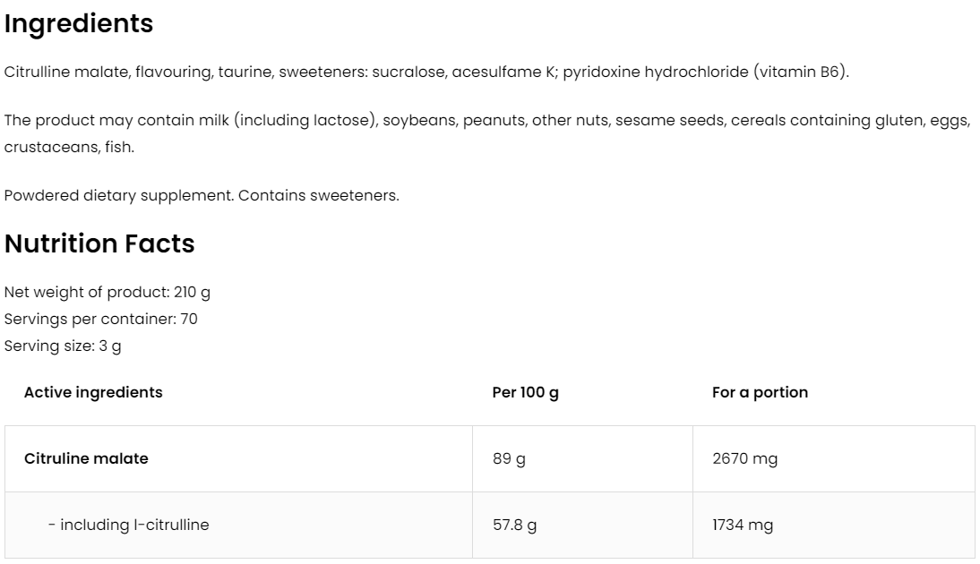 Citrulline | 210 g | Framboos | OstroVit