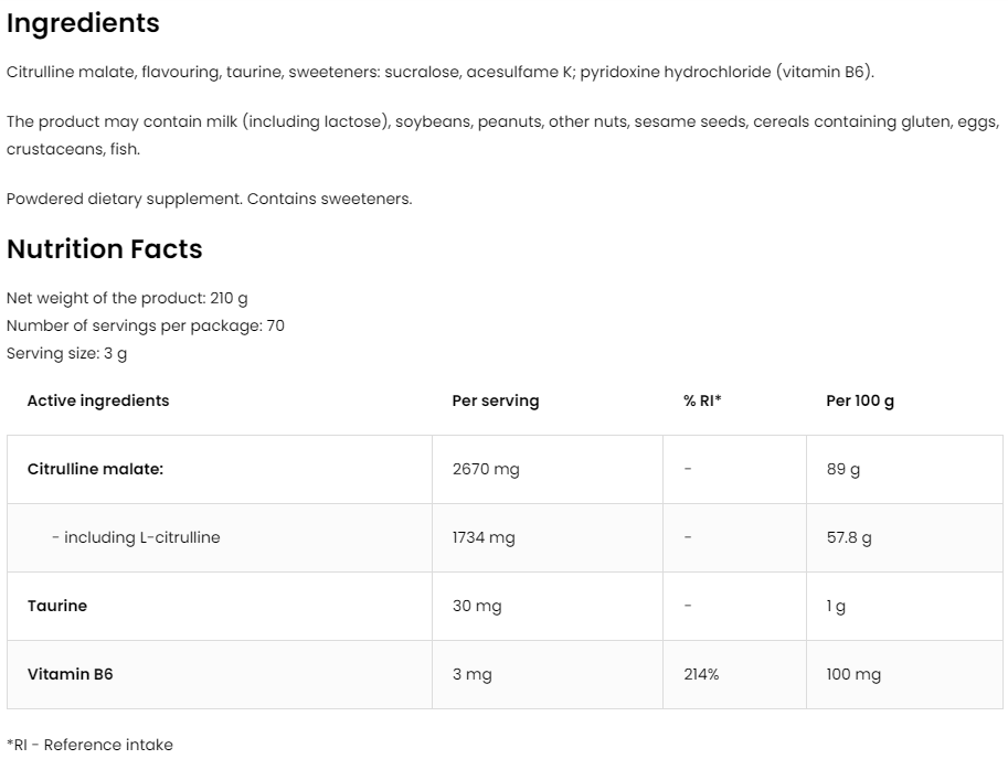 Citrulline | 210 g | Peer | OstroVit