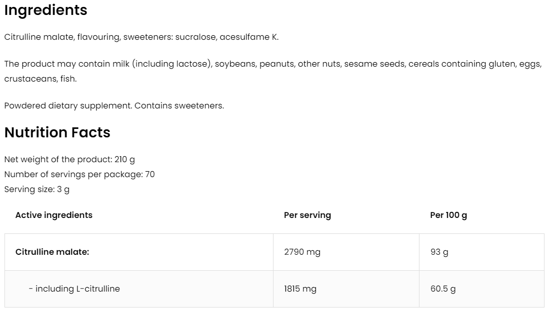 Citrulline | 210 g | Citroen | OstroVit