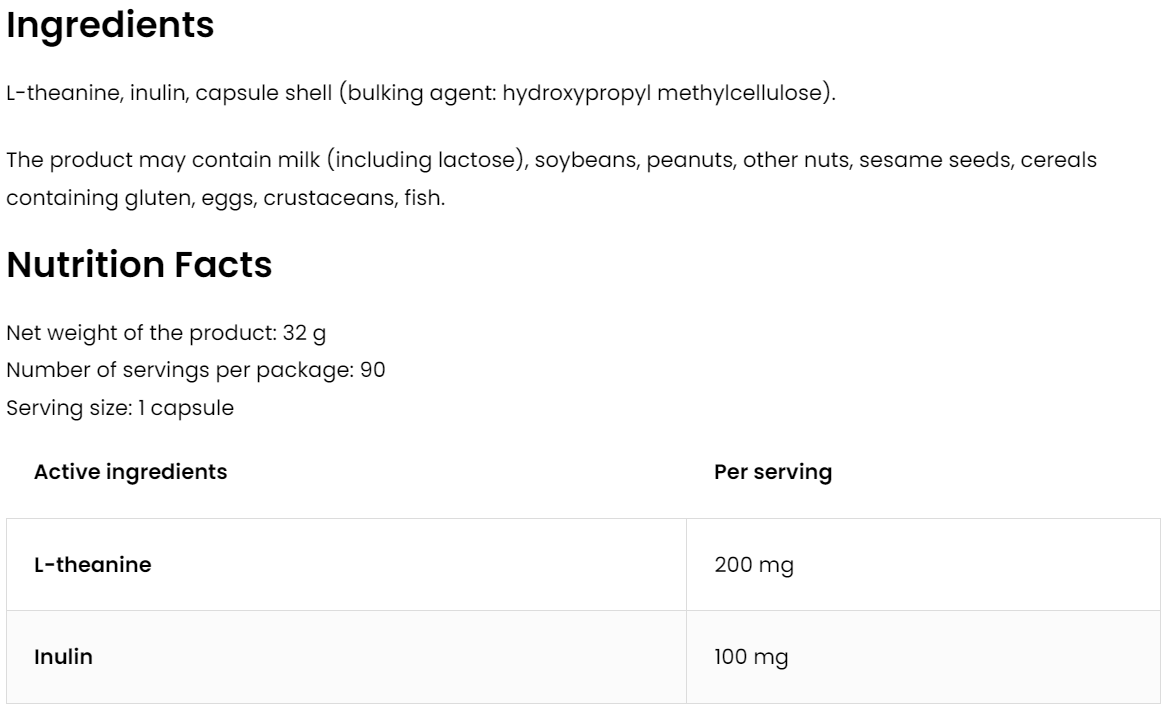 L-Theanine | Vegan | 90 Capsules | OstroVit