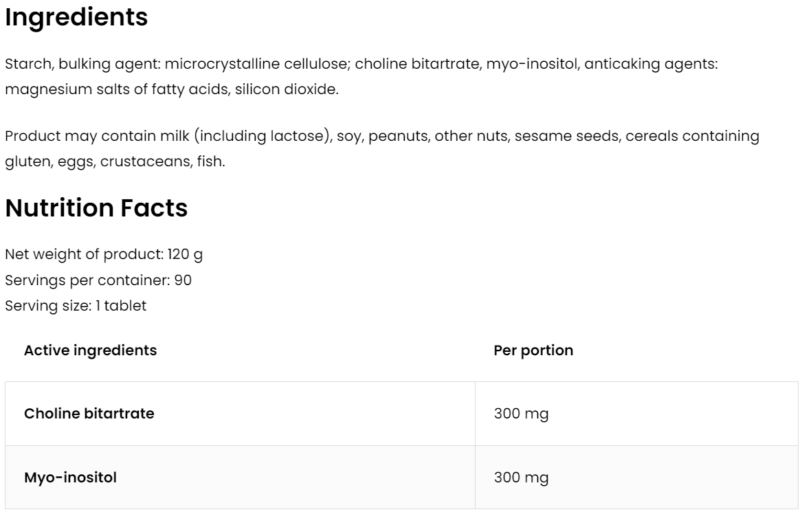 Choline | Inositol | 90 Tabletten | 600 mg | OstroVit